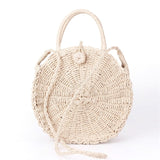 Women Rattan Woven Round Handbag