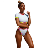 Unique Short Sleeves High Waist Bikini