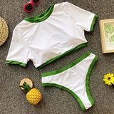 Unique Short Sleeves High Waist Bikini