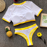 Unique Short Sleeves High Waist Bikini