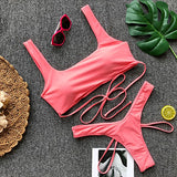 High Waist Swimsuit Tie Off Swimwear