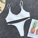 Brazillian Thong Bikini Black Ribbed Swimsuit