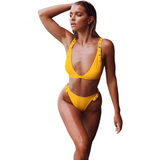 Push Up Swimwear Eyelet Swimsuit Solid Brazilian Thong