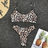 Leopard Printed High Cut Bikinis Set