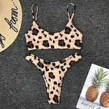 Leopard Printed High Cut Bikinis Set