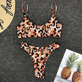 Leopard Printed High Cut Bikinis Set