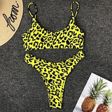 Leopard Printed High Cut Bikinis Set