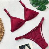 Sexy Women Brazilian Bikini Set Red Swimsuit
