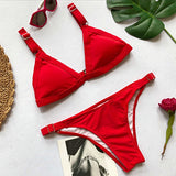 Sexy Women Brazilian Bikini Set Red Swimsuit
