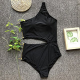 Single Strap Monokini Patchwork Swimwear