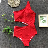 Single Strap Monokini Patchwork Swimwear