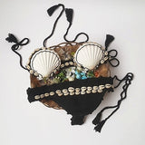Knitted Bikini Set Swimwear Bra Halter