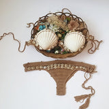 Knitted Bikini Set Swimwear Bra Halter