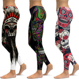 Women Skull Elastic Slim Workout Leggings