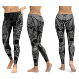 Women Skull Elastic Slim Workout Leggings