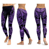 Women Skull Elastic Slim Workout Leggings