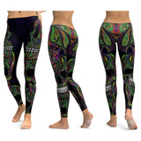Women Skull Elastic Slim Workout Leggings
