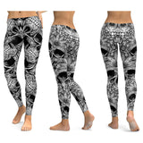 Women Skull Elastic Slim Workout Leggings