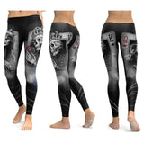 Women Skull Elastic Slim Workout Leggings