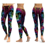 Women Skull Elastic Slim Workout Leggings