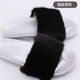Women Fur Luxury Real Pink Slippers