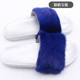 Women Fur Luxury Real Pink Slippers