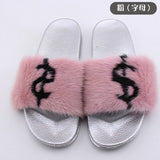 Women Fur Luxury Real Pink Slippers