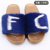 Women Fur Luxury Real Pink Slippers