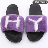Women Fur Luxury Real Pink Slippers