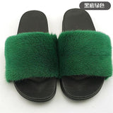 Women Fur Luxury Real Pink Slippers