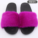 Women Fur Luxury Real Pink Slippers
