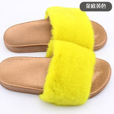 Women Fur Luxury Real Pink Slippers