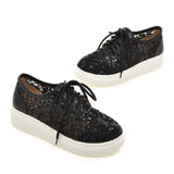 Women Black & Silvery Flat Platform Shoes