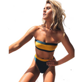 Yellow-Navy Band Sports Bikini