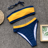 Yellow-Navy Band Sports Bikini