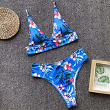 High Waist Flower Print Sports Bikini