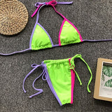 Strapped Sexy Contrast Sports Brazilian Bikini Swimsuit