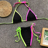 Strapped Sexy Contrast Sports Brazilian Bikini Swimsuit