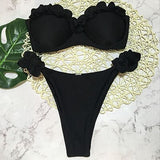 Bandeau Bikinis Women 3D Flower Swimsuit