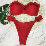 Bandeau Bikinis Women 3D Flower Swimsuit