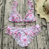 Ruffle Shoulder Bikini Set