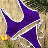 Brazillian Thong String Bikini Sport Top Black Swimsuit