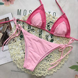 Solid Swimwear for Woman Patchwork Swimsuit String Bikini