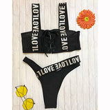Swimwear Letter Belt Sports Fitness Bikini