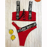 Swimwear Letter Belt Sports Fitness Bikini