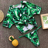 Sleeves Swimwear Solid Brazilian Thong Bikini Tankini