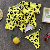 Sleeves Swimwear Solid Brazilian Thong Bikini Tankini