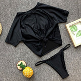 Sleeves Swimwear Solid Brazilian Thong Bikini Tankini