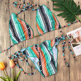 Colorful Striped String Bikini Swimwear Halter Bikini