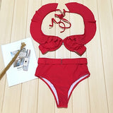 High Waist Swimsuit Ruffle Swimwear
